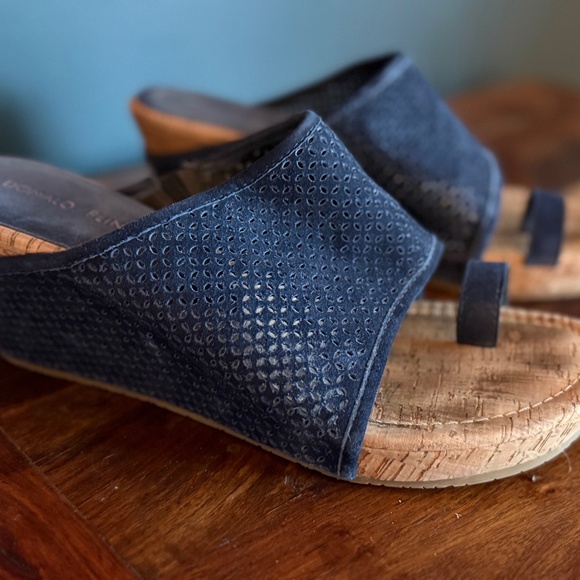 Donald Pliner after Blue Suede Wedge Sandals - Picture 1 of 5